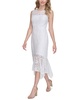 Women's Floral Lace Handkerchief-Hem Midi Dress