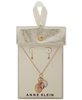 Gold-Tone Crystal Charm Pendant Necklace & Earrings Set