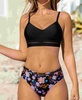 Women's V Neck Crisscross Back Self Tie Ladder Trim Bikini Sets