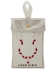 Gold-Tone Mixed Crystal Lariat Necklace & Drop Earrings Set