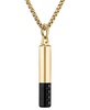 Gold-Tone & Black IP Stainless Steel Black Spinel Pendant Necklace, 24" + 2" extender