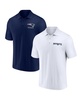 Men's White, Navy New England Patriots Lockup Two-Pack Polo Shirt Set