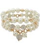 Gold-Tone Pavé Fireball & Imitation Pearl Triple-Row Stretch Bracelet 
