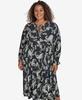 Plus Size Tie-Neck Pleated Skirt Midi Dress