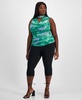 Bar II Trendy Plus Size Cowl-Neck Cutout Sleeveless Top & High-Rise Ponte Side-Zip Capri Pants, Exclusively at Macy's