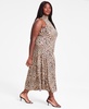 Trendy Plus Size Cheetah-Print Mock Neck Sleeveless Dress, Exclusively at Macy's 