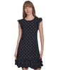 Women's Dot-Print Flutter-Sleeve Ruffled-Hem Chiffon Dress