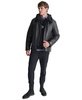 Men's Faux Leather Jacket with Removable Faux Fur Bib