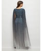 Women's Streamer Sleeve Ombre Pleated Metallic Maxi Dress