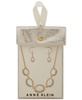 Gold-Tone Crystal Oval Frontal Necklace & Earrings Set