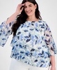 Plus Size Floral Print Tiered Bell-Sleeve Blouse