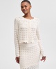 Women's Patchwork Button-Down Crochet-Knit Cardigan Sweater, Regular & Petites, Exclusively at Macy's