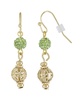 Gold-Tone Green Fireball and Filigree Drop Earrings