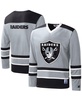 Men's Silver Las Vegas Raiders Cross-Check V-Neck Long Sleeve T-shirt