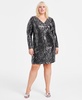Trendy Plus Size Sequined Zebra-Stripe Dress, Created for Macy's