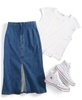 Women's Cap-Sleeve T-Shirt & Denim Midi Skirt, Created for Macy's