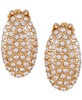 Gold-Tone Pavé Oval Clip-On Stud Earrings