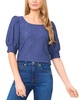 Women's Shirred Scoop-Neck 3/4-Sleeve Top