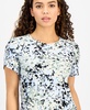 Women's Printed Crewneck Tulip-Sleeve Top