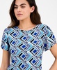 Petite Geo-Print Tulip-Sleeve Top