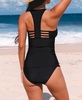 Women's Racerback Top Cutout Flowy Mid Rise Bottom Tankini Sets
