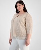 Plus Size Embellished 3/4-Sleeve Jacket & Sleeveless Top Set