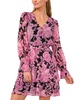 Women's Floral-Print Long-Sleeve Tiered Dress