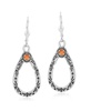 Sterling Silver Orange Spiny Oyster Gemstone Pear Shaped Lever Back Earrings