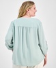 Plus Size V-Neck Pleat-Front Blouse