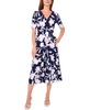 Petite Printed Short-Sleeve Midi Dress
