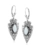 Fritz Casuse Sterling Silver Arrowhead and White Agate Gemstone Lever Back Earrings