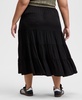 Plus Size Pull-On Tiered Midi Skirt