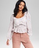 Women's Printed Ruffle-Trim Smocked Top, Exclusively at Macy's 