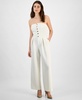 Women's Strapless Button-Front Wide-Leg Jumpsuit, Exclusively at Macy's 