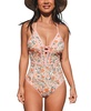 Women's Elegant Floral One-Piece Swimsuit with Criss-Cross Front Detail