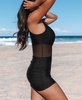 Women's Asymmetrical Mesh Waist Swim Dress