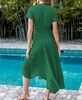 Women's Emerald Green Short Sleeve Wrap Maxi Beach Dress