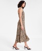 Women's Cheetah-Print Mock-Neck A-Line Midi Dress, Exclusively at Macy's 