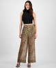 Women's Sheer Cheetah-Print High-Rise Wide-Leg Pants, Exclusively at Macy's 