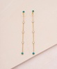 Green Opal Linear Earrings in 18K Gold Plating