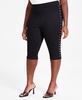 Trendy Plus Size Pull-On High-Rise Stud-Trim Capri Pants, Exclusively at Macy's  