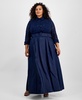 Plus Size 3/4-Sleeve A-Line Gown