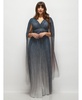 Women's Streamer Sleeve Ombre Pleated Metallic Maxi Dress