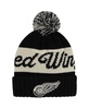 Men's Black/Cream Detroit Red Wings Adeline Cuffed Knit Hat with Pom