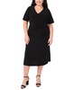 Plus Size Short-Sleeve Side-Gathered Midi Dress