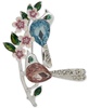 Silver-Tone Multi-Stone Flower Branch Bird Pin