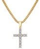 Men's Cubic Zirconia Cross 24" Pendant Necklace in Black-Ion Plated Stainless Steel
