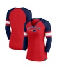 Women's Red, Navy New England Patriots Arch Raglan 3/4-Sleeve Notch Neck T-shirt