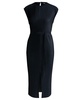 Women's High-Shine Plissé Belted Sleeveless Dress