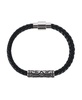 Silver Filigree Pattern on Black Leather Bracelet